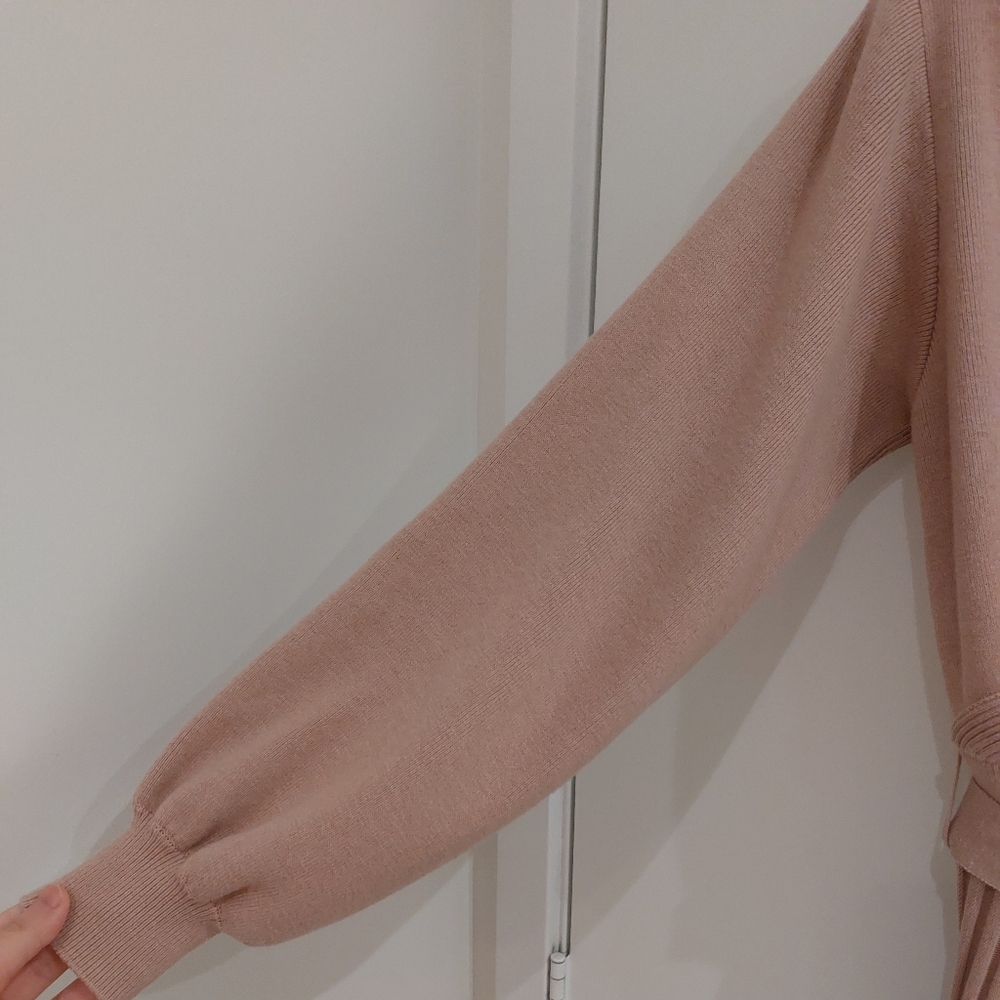 Knit Pleated Belted Maxi Dress - Blush - Picture 4 of 8